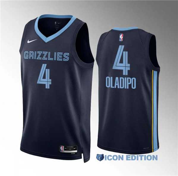 Mens Memphis Grizzlies #4 Victor Oladipo Navy Icon Edition Stitched Jersey Dzhi->->NBA Jersey